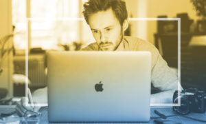 man working on computer