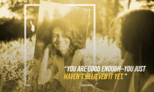 woman smiling in field