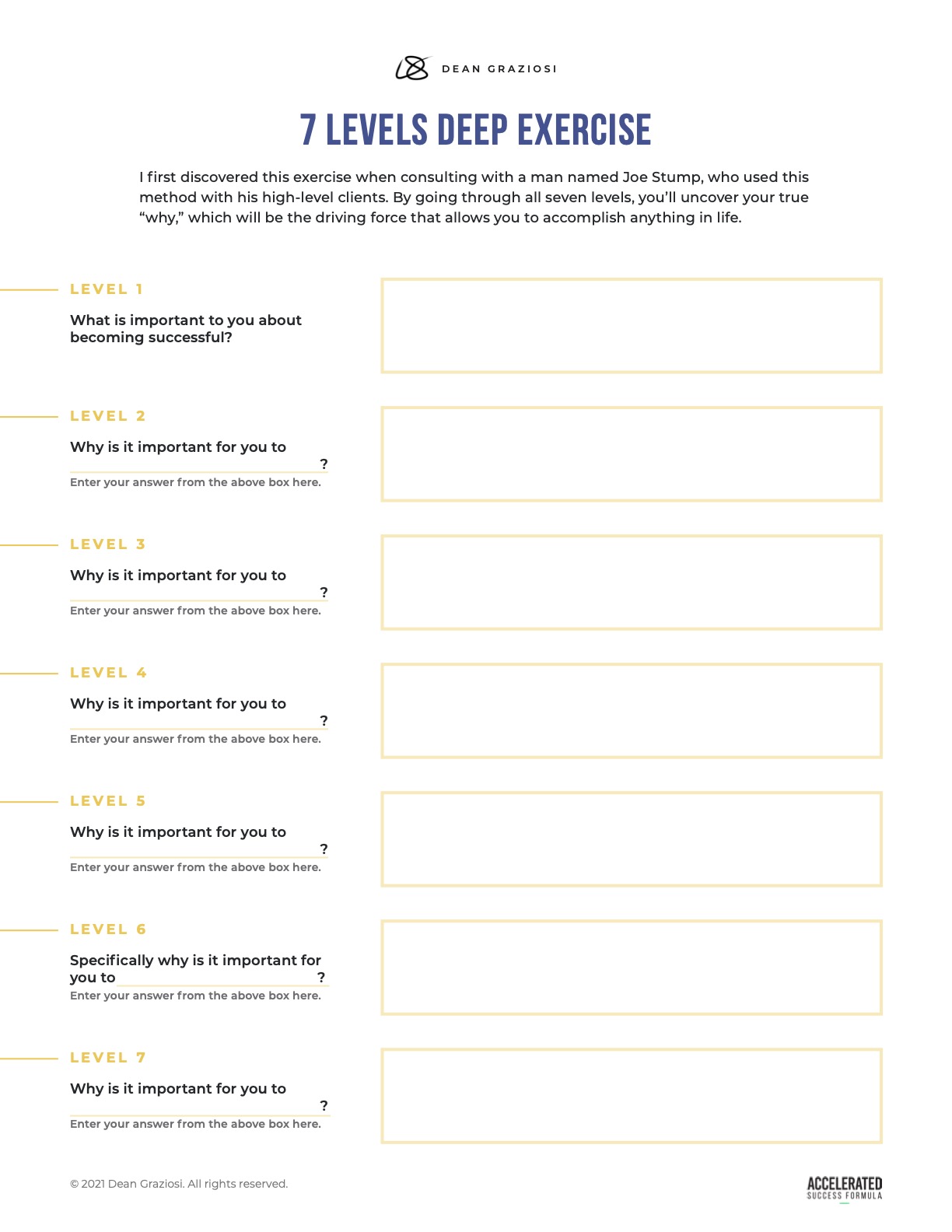 7 Levels Deep Journal Exercise