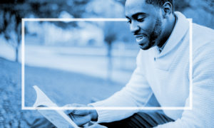 man reading nonfiction book