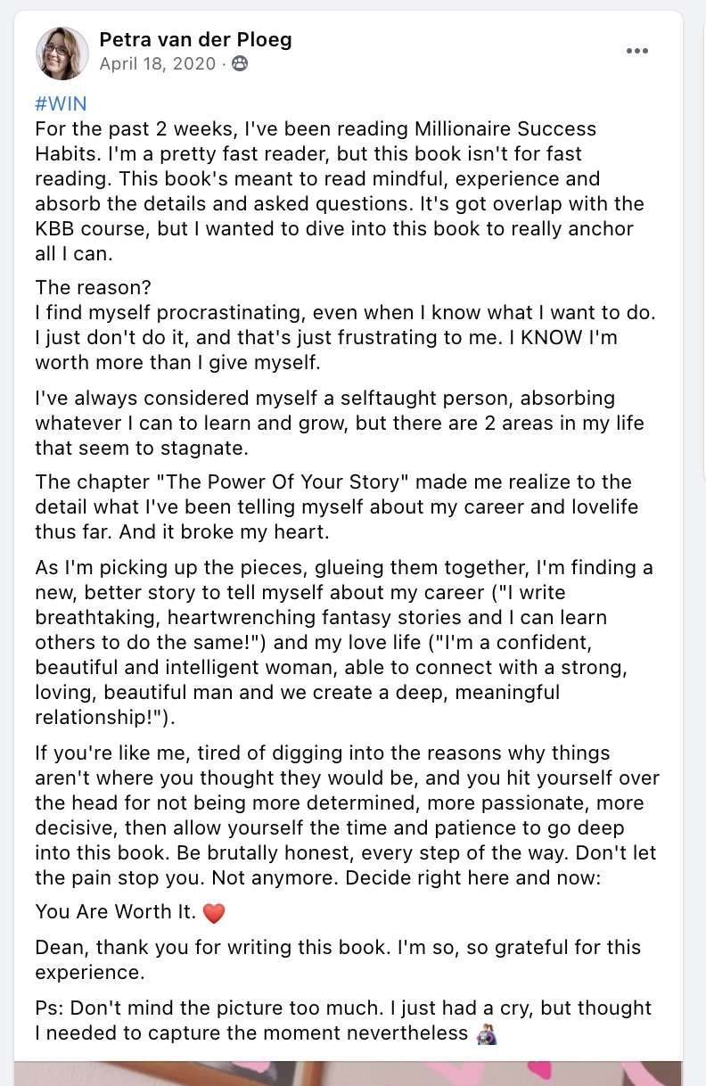 Social Media Post about Millionaire Success Habits